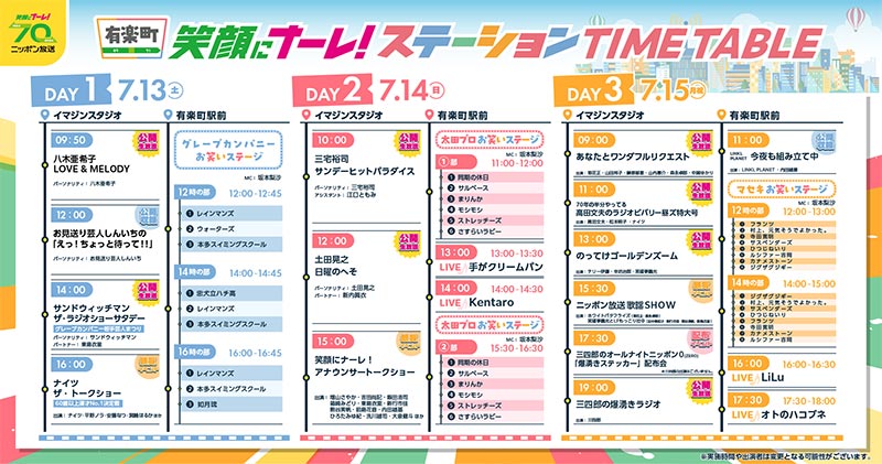 ニッポン放送開局70周年イベント 笑顔にナーレステーション